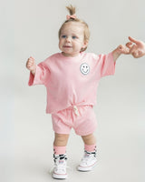 Smiley Shorts Set | Pink Peach - HoneyBug 