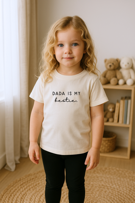 Dada is My Bestie Organic Cotton Kids T-shirt Short Sleeve - HoneyBug 