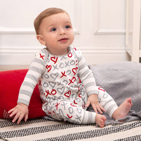 X's & O's Baby Boy Cotton Romper - HoneyBug 