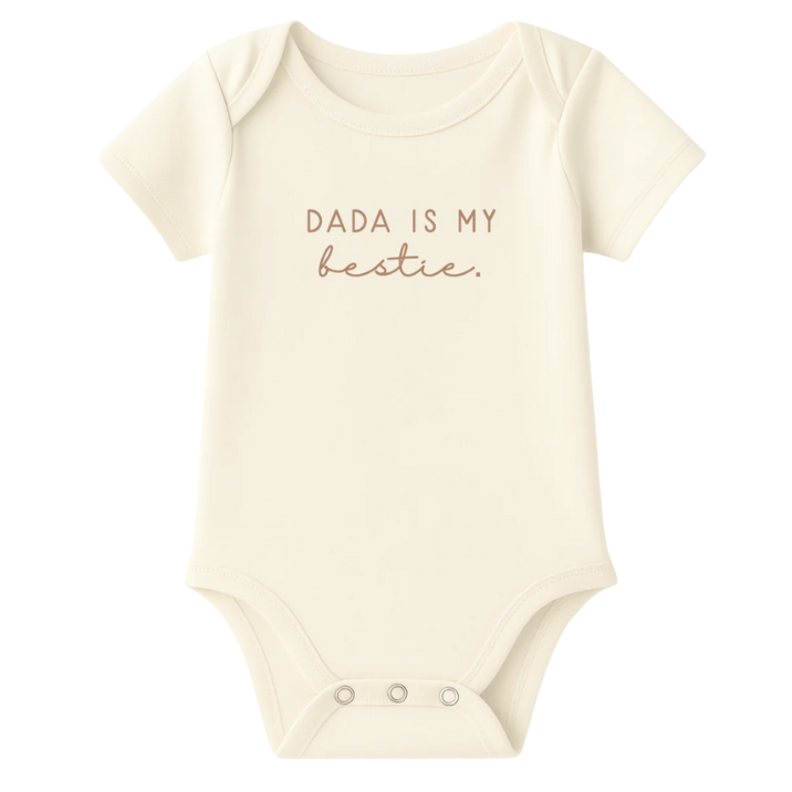 Dada is My Bestie Clay Organic Cotton Short Sleeve Baby Bodysuit