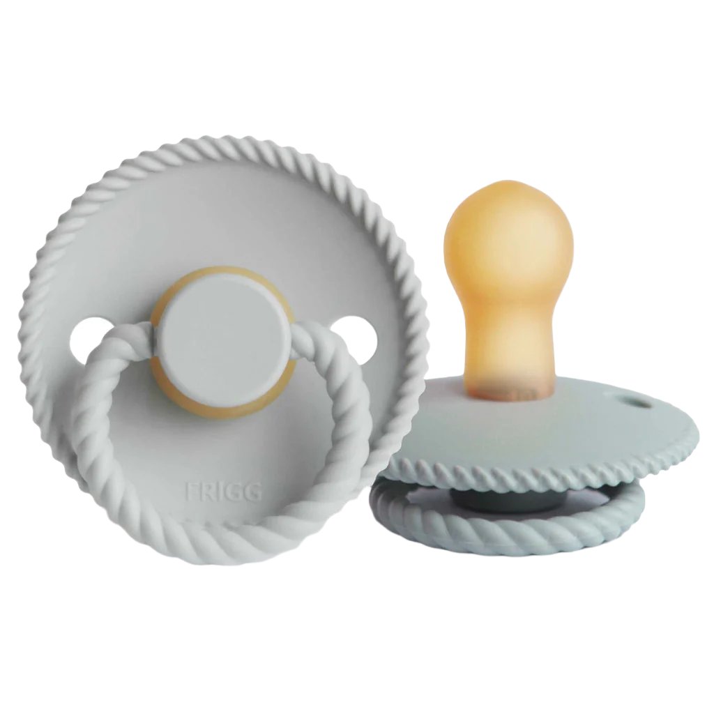 FRIGG Rope Natural Rubber Pacifier 2-Pack - Silver Gray/French Gray - HoneyBug 