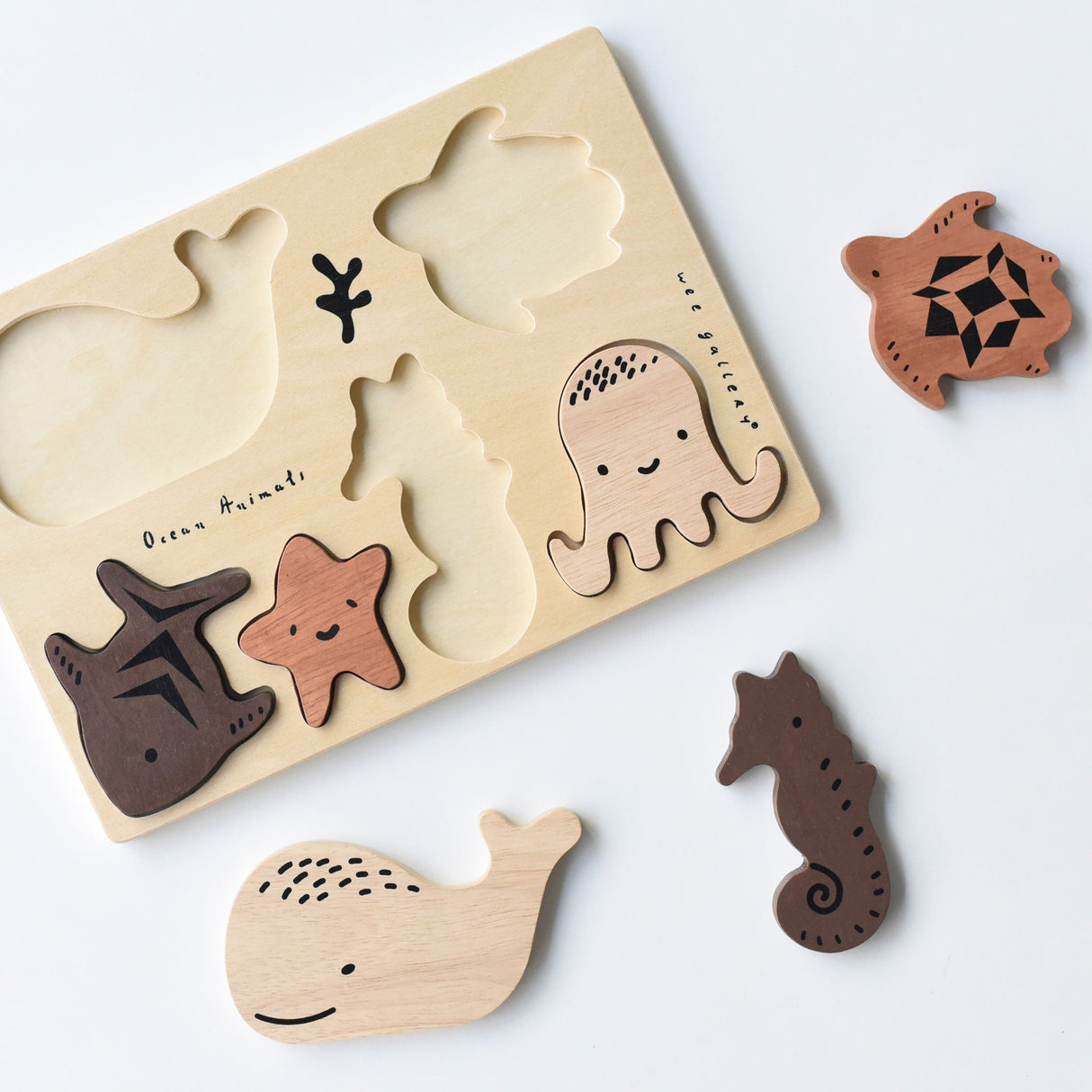 Wooden Tray Puzzle - Ocean Animals - HoneyBug 