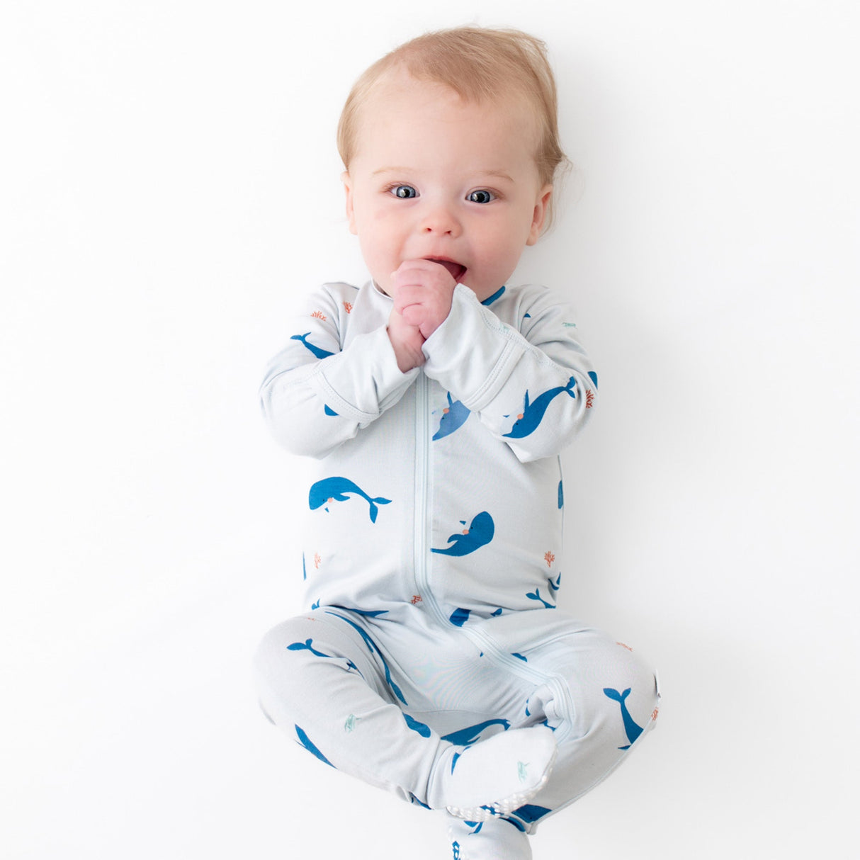 Whale Zippered Footie - HoneyBug 