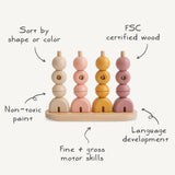 Wooden Multi Shape Stacker - Sunrise - HoneyBug 