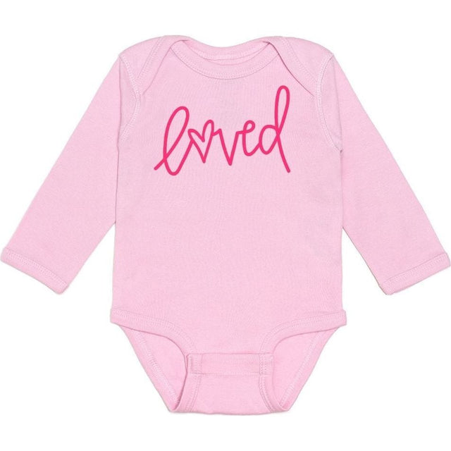 Loved Valentine's Day Long Sleeve Bodysuit - Pink - HoneyBug 