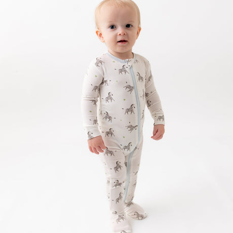 Zebra Zippered Footie - HoneyBug 