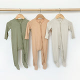 Zippered Footie - Apricot - HoneyBug 