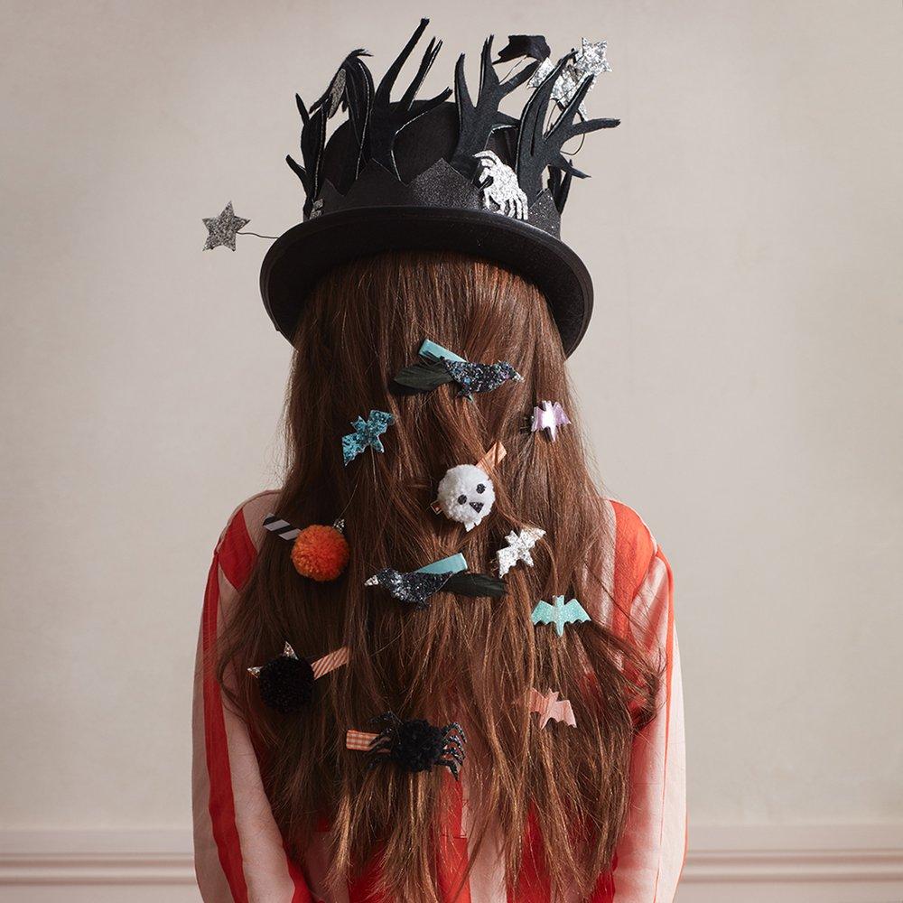 Halloween Glitter Crow Hair Clips (set of 2) - HoneyBug 