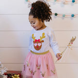 Girly Reindeer Long Sleeve Shirt - White - HoneyBug 
