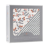 Dahlia Floral and Finley Stripe Bamboo Muslin Newcastle Blanket - HoneyBug 