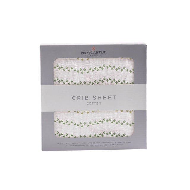 Dino Feet Cotton Muslin Crib Sheet - HoneyBug 