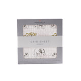 Rhinos and Elephants Bamboo Muslin Crib Sheet - HoneyBug 