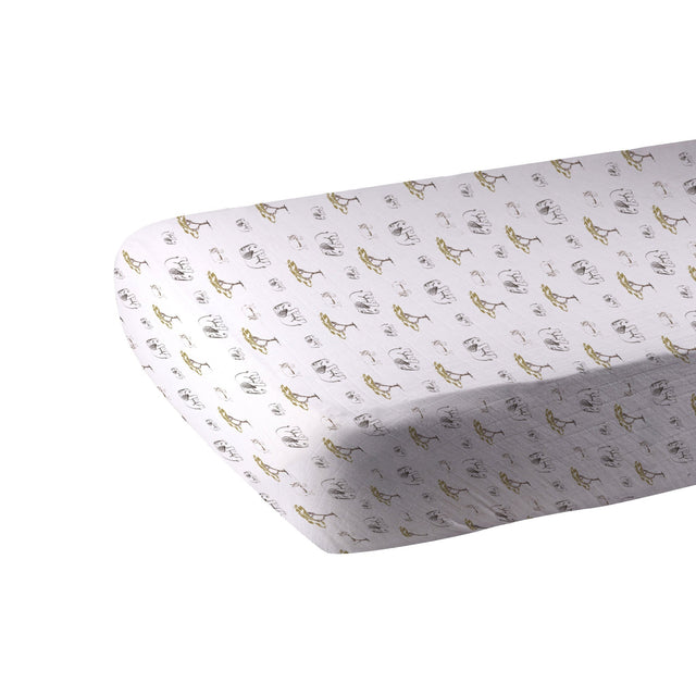 Rhinos and Elephants Bamboo Muslin Crib Sheet - HoneyBug 