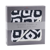 Moroccan Blue Hooded Towel and Washcloth Set - HoneyBug 