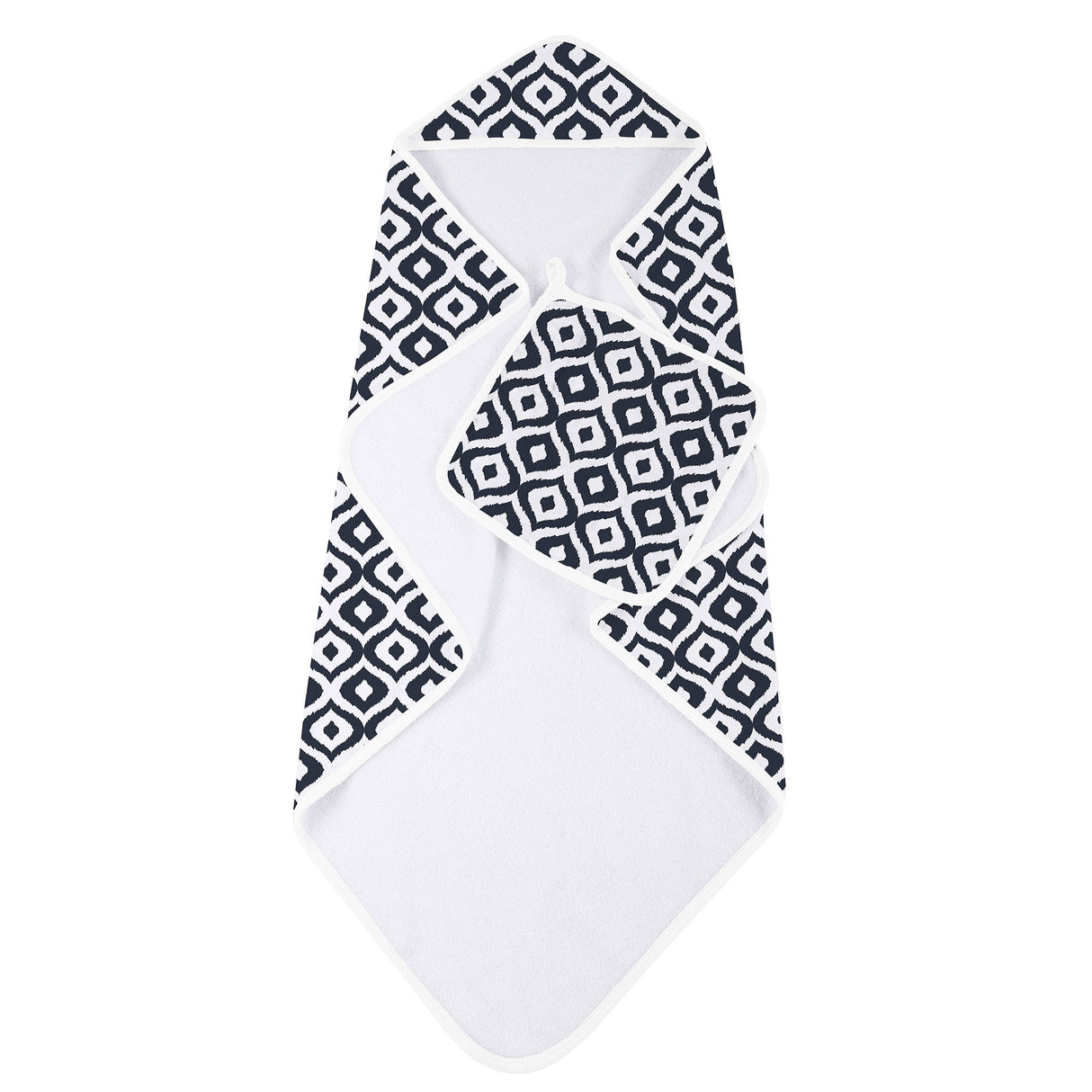 Moroccan Blue Hooded Towel and Washcloth Set - HoneyBug 