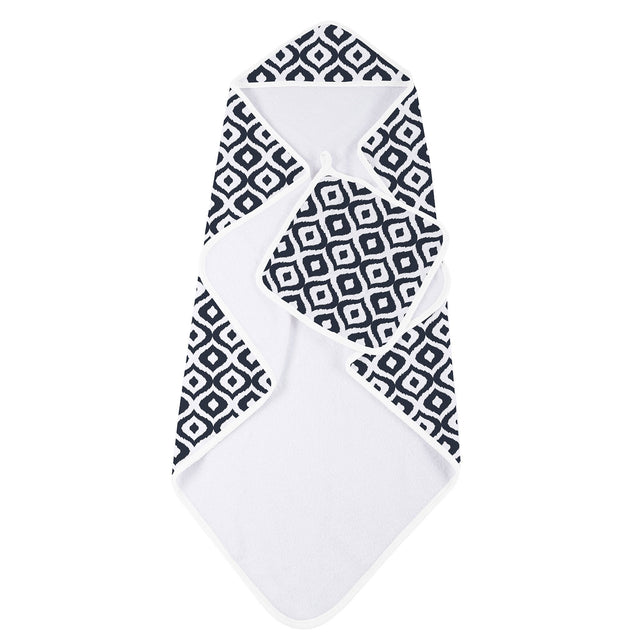 Moroccan Blue Hooded Towel and Washcloth Set - HoneyBug 