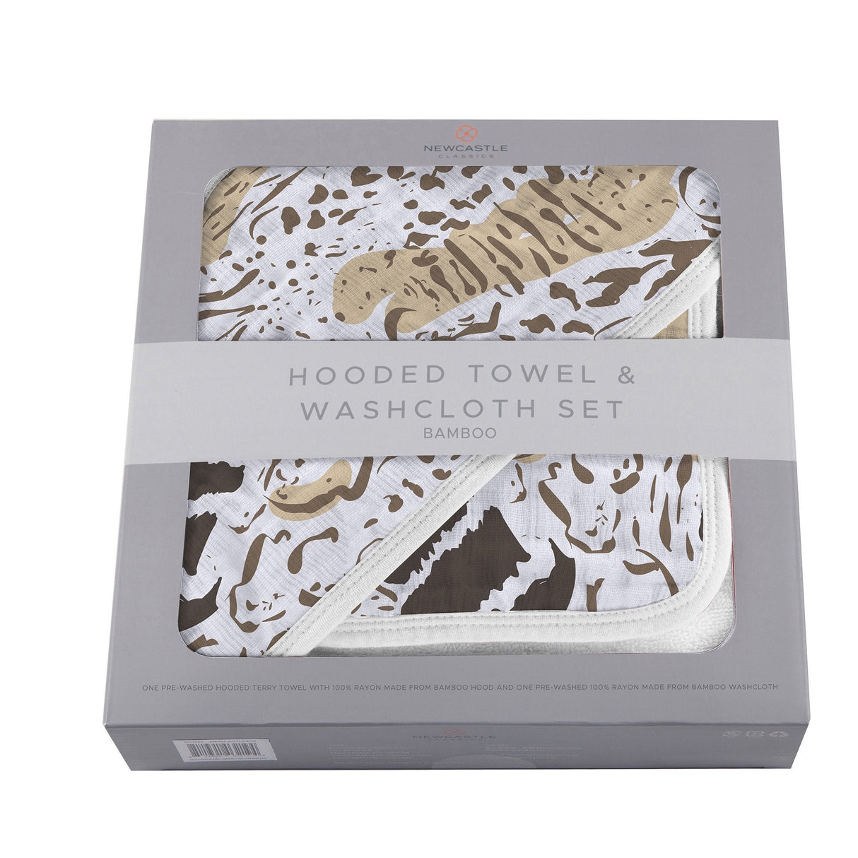 Animal Print Bamboo Hooded Towel and Washcloth Set - HoneyBug 