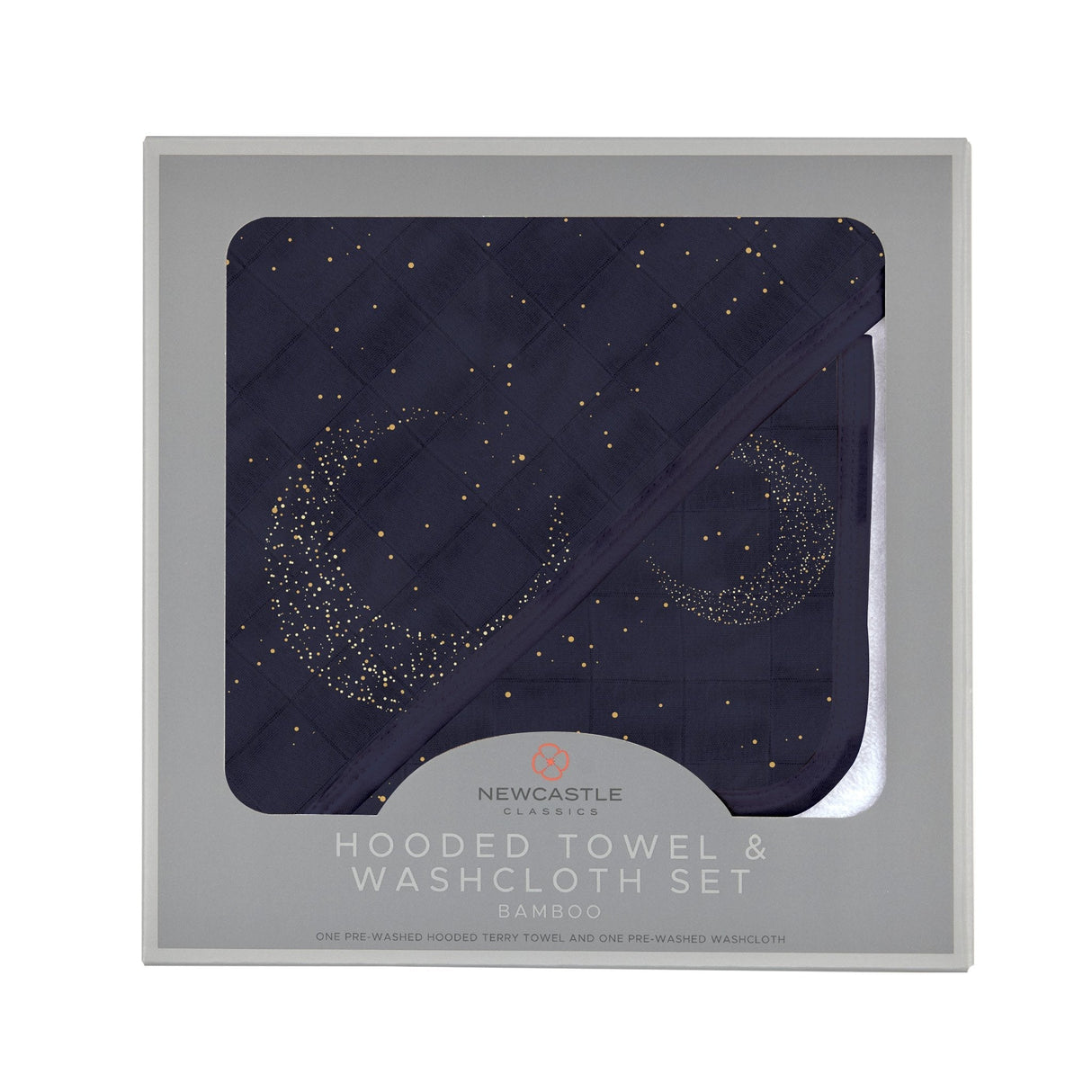 Midnight Moon Bamboo Hooded Towel and Washcloth Set - HoneyBug 