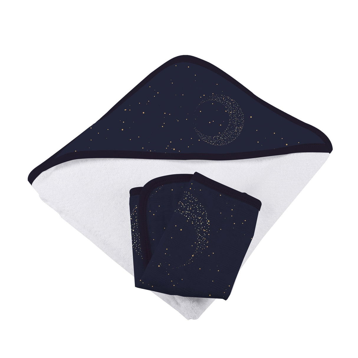 Midnight Moon Bamboo Hooded Towel and Washcloth Set - HoneyBug 