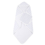 Periwinkle Diamond Polka Dot Bamboo Hooded Towel and Washcloth Set - HoneyBug 