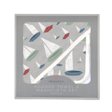 Marina Sailboats Bamboo Hooded Towel and Washcloth Set - HoneyBug 