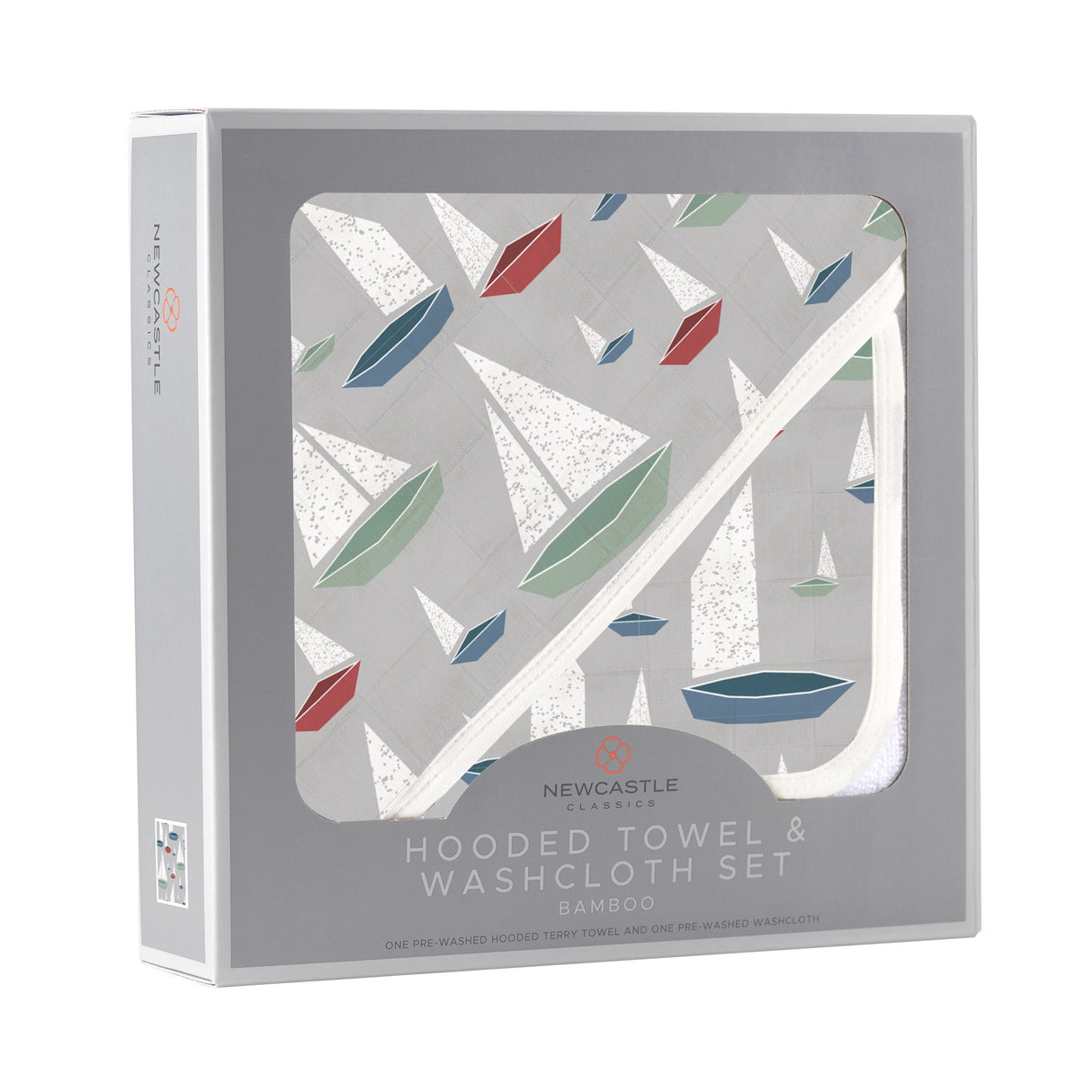Marina Sailboats Bamboo Hooded Towel and Washcloth Set - HoneyBug 