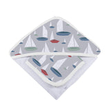Marina Sailboats Bamboo Hooded Towel and Washcloth Set - HoneyBug 