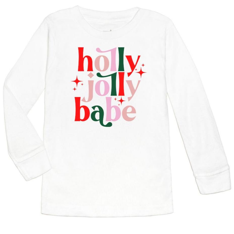 Holly Jolly Babe Long Sleeve Shirt - White - HoneyBug 