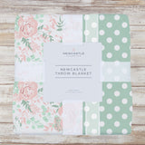 Desert Rose and Jade Polka Dot Cotton Muslin Throw Blanket - HoneyBug 