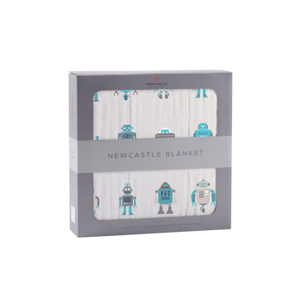 Robots Cotton Muslin Newcastle Blanket - HoneyBug 