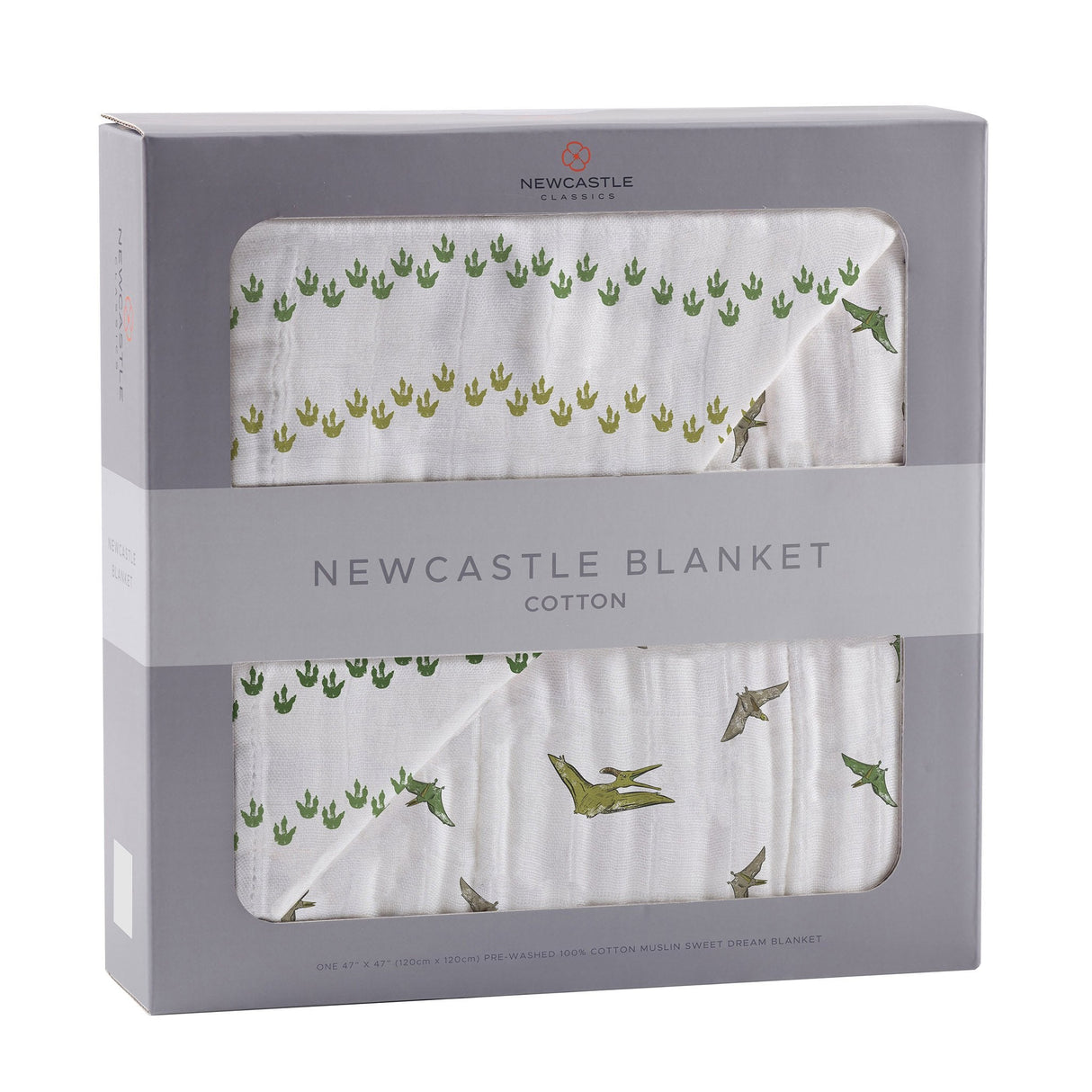 Dino Feet and Pteranodon Cotton Muslin NewcastleBlanket - HoneyBug 