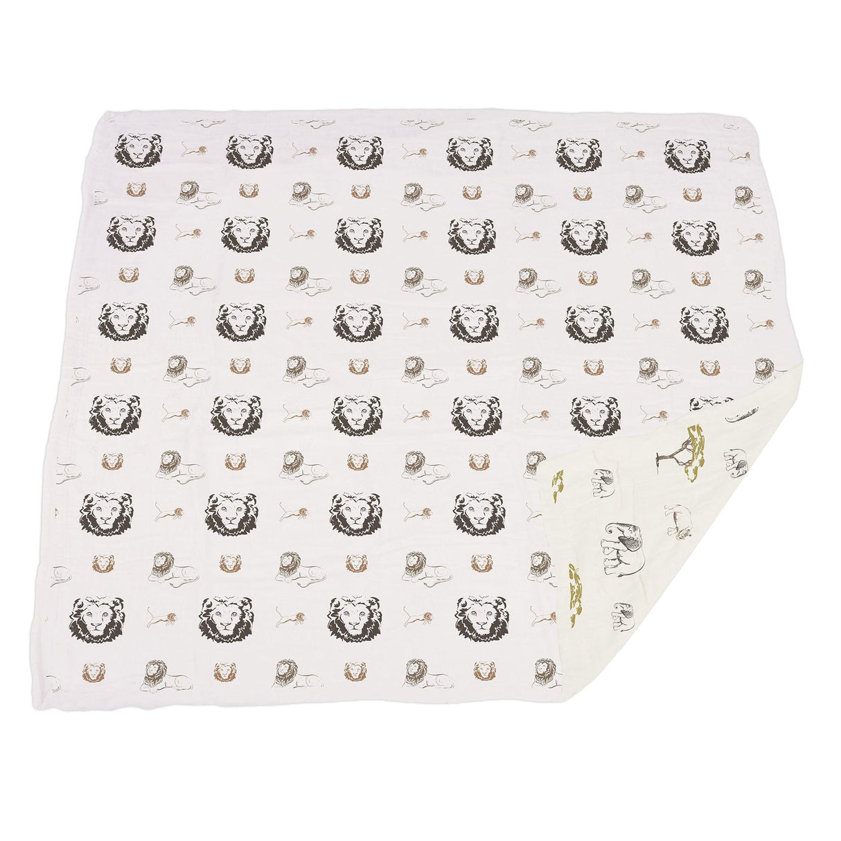 Hear Me Roar Lion and Rhinos and Elephants Bamboo Newcastle Blanket - HoneyBug 