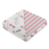 Playful Kitty and Candy Stripe Bamboo Muslin Newcastle Blanket - HoneyBug 